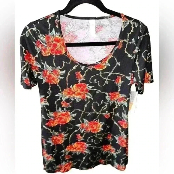 Lularoe XXS  red rose & thorn of hearts‎ Perfect T. NWT - Picture 1 of 7